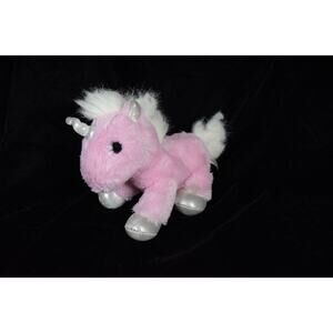 Aurora 12" Pink Plush Unicorn Silver Hoof Pony Stuffed Animal Toy White Mane '18